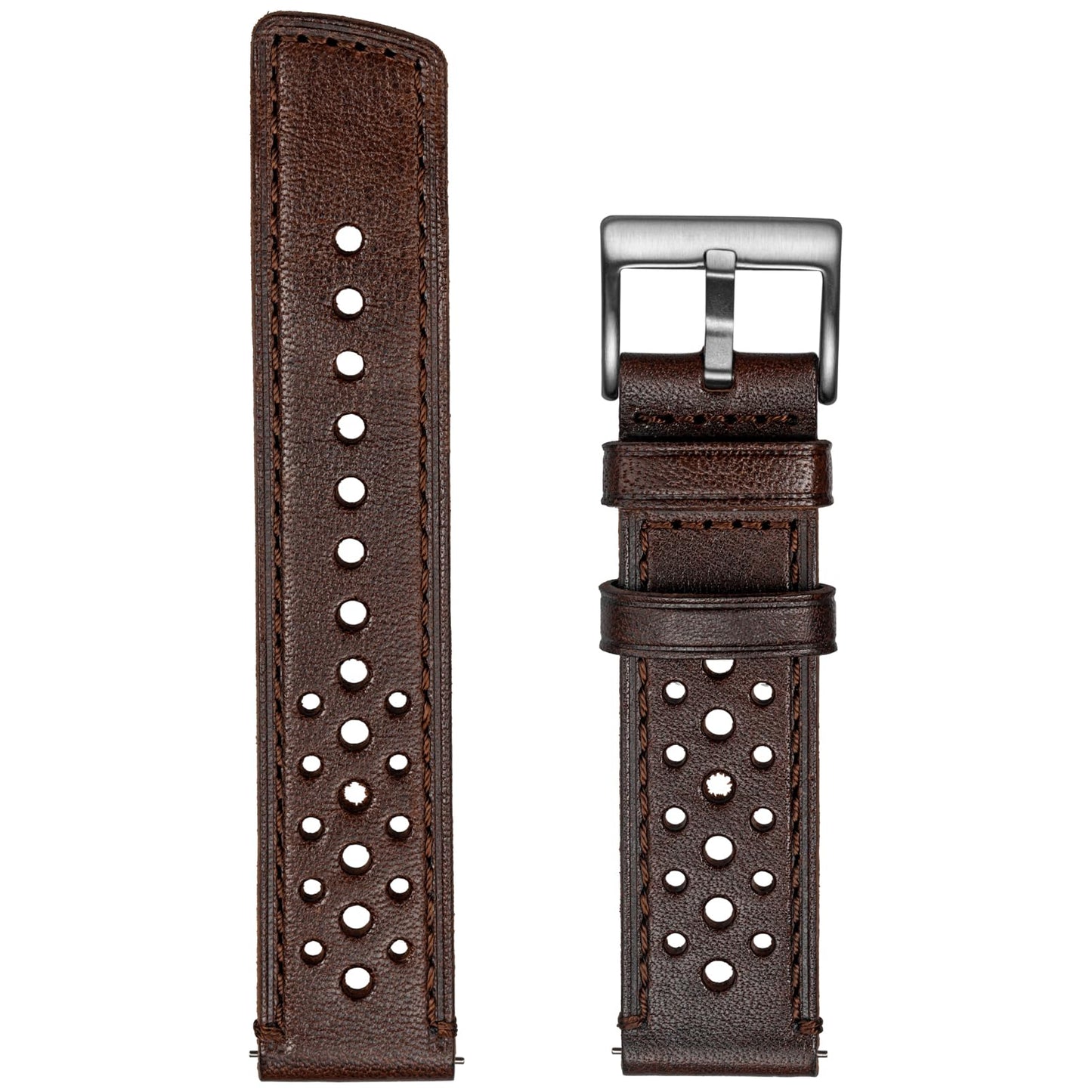 Quick Release Watch Band, Genuine Perforated Leather Watch Strap - Replacement 18 20 22 24mm Watch Bands for Women & Men - Stainless Steel Buckles - Compatible with Regular & Smart Watch Bands