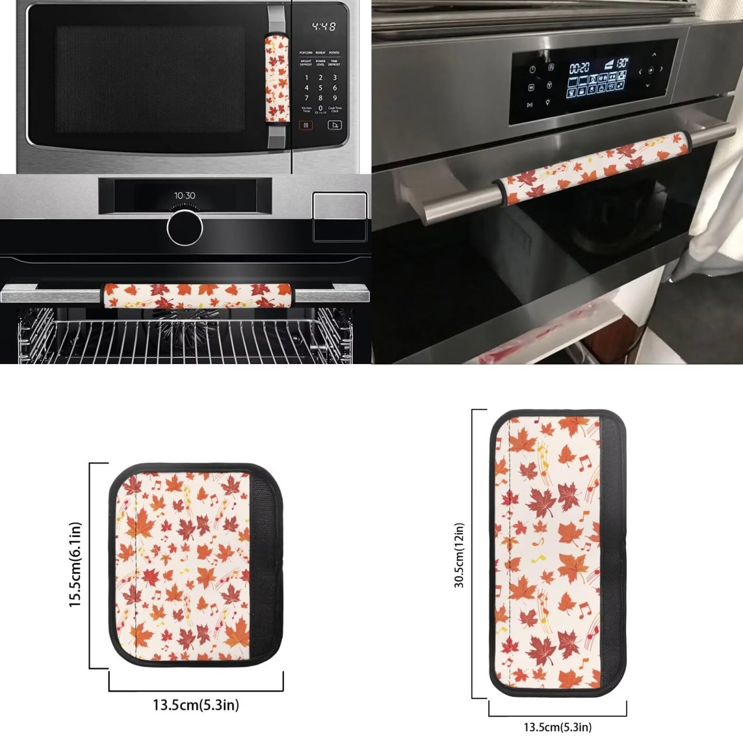 Yatixapu Refrigerator Door Handle Covers Set of 6, Autumn Maple Leaf Antiskid Protector for Fridge Oven Dishwasher Microwave Keep Your Kitchen Appliance Clean from Smudges, Food Stains