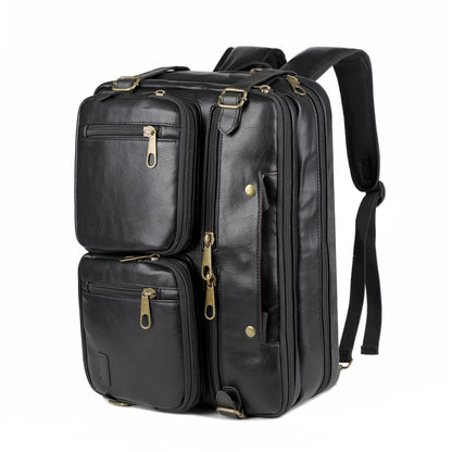 Baosha Men Vegan Leather Briefcase Backpack Hybrid 17 Inch Laptop Bag Case Business Messenger bag HB-22 (Black)