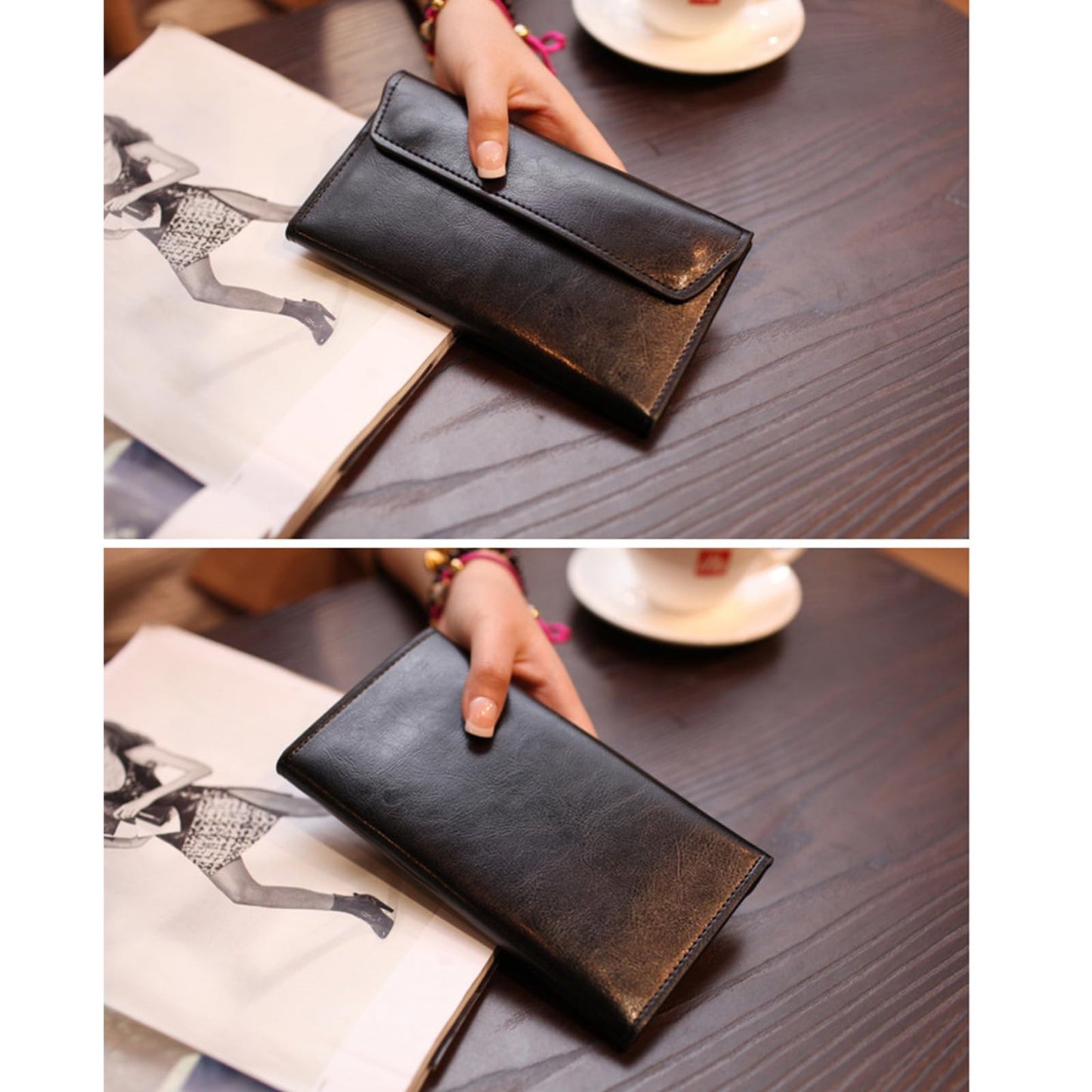 MUZZIOU Retro Leather Envelope Women's Phone Card Holder Wallet, Thin Large Capacity Multifunctiona Leather Wallet, Clutch Wallet for Mother's Day Thanksgiving Fashion Gift