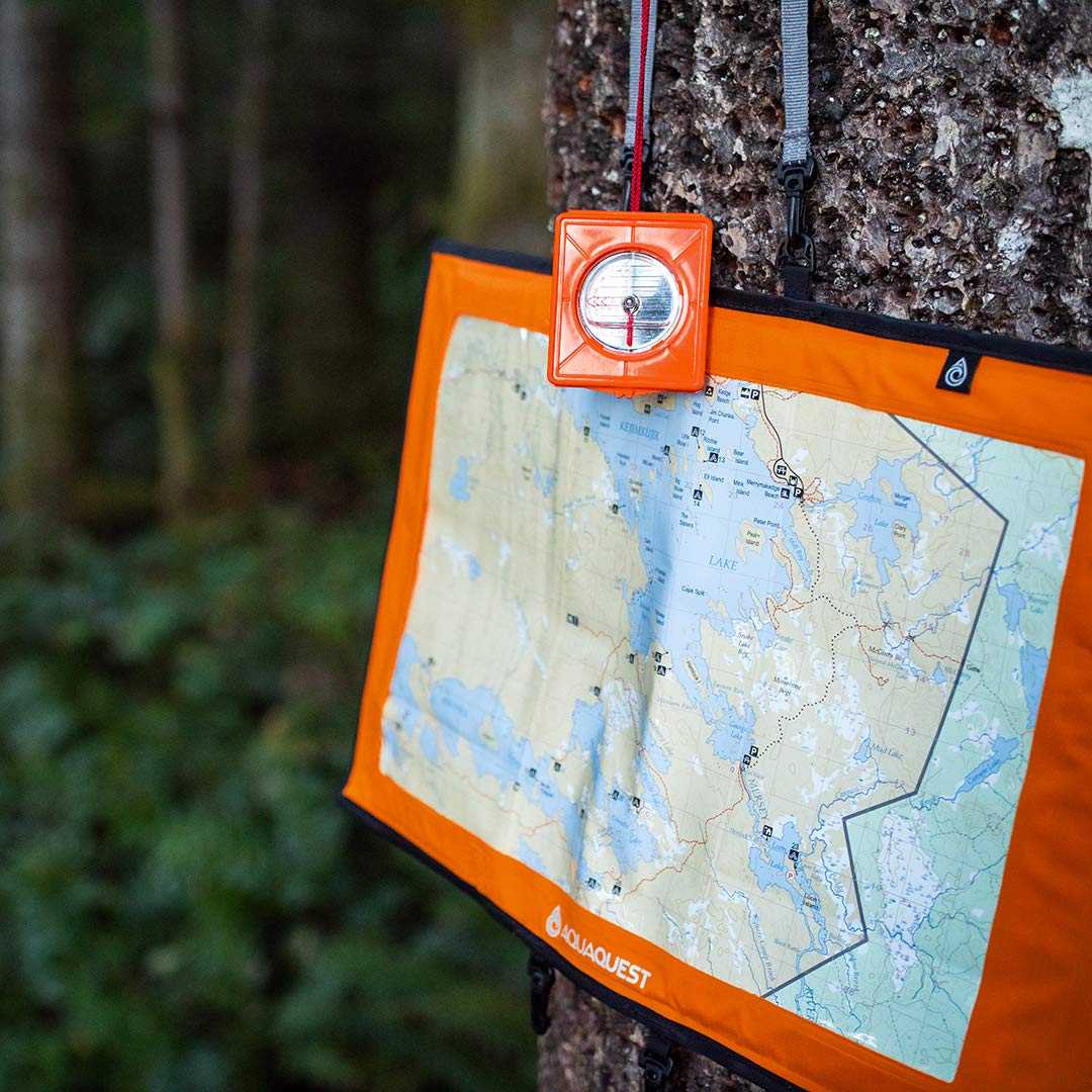 AquaQuest Trail Map Case - 100% Waterproof Document Dry Bag Holder with Clear Window & Lanyard (Black)