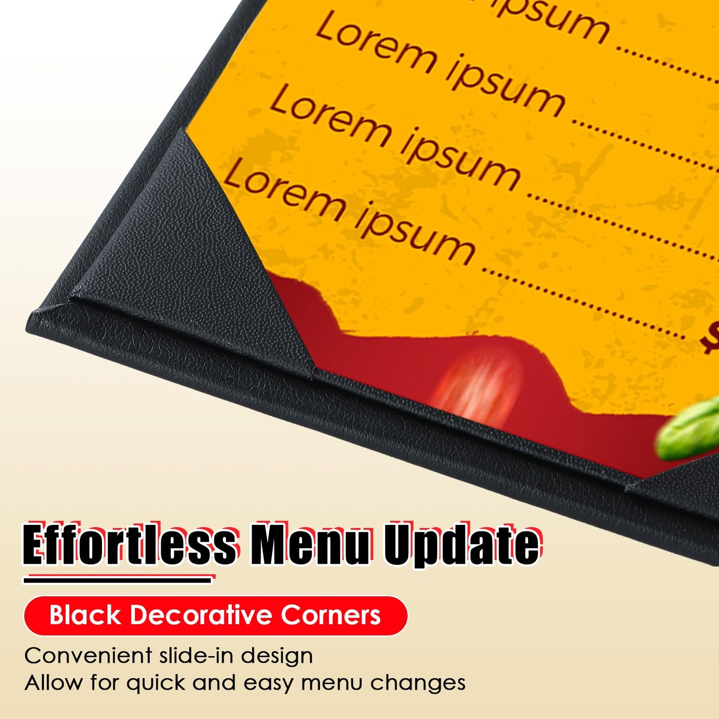 NATGAI 10 PCS 1 View Menu Covers 4.25" x 11", PU Leather Menu Cover Menu Holders, Waterproof Double View Restaurant Menu Covers, Fit for Restaurant Bar Cafe Hotel Wine List (1 View, 4.25"x11")