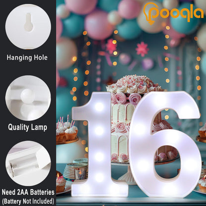 Pooqla LED Light Up Numbers, Marquee Number with Remote for 4th Birthday Decoration, Lighted Numbers Gift for Boys Girls Party Backdrop Wedding Anniversary Decor, Warm White and Cool White Number 4