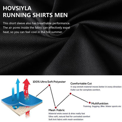 HovSiyla 5 Pack Running Shirts Men Sport Tops Dry Fit Gym Wicking Athletic T Shirts Breathable Cool Workout Shirts Black S