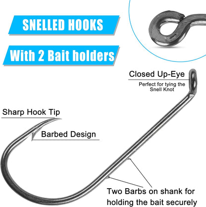 Saltwater Fishing Hooks - 24pcs Pre-Tied Steel Wire Leaders with Swivel | 11.9in Trace for Bluefish & Mackerel