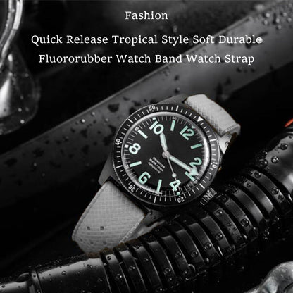 Nizonlaie FKM Rubber Watch Band Tropical Style Quick Release Fluororubber 18mm 20mm 22mm Watch band Soft Breathable Durable Sporty FKM Rubber Watch Strap Replacement Band Strap Men Women