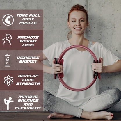 Syhood Pilates Ring 11. 81 Inch Pilates Circle Yoga Ring Magic Lightweight Flexible Workout Equipment for Fitness Physical Therapy Resistance Exercise Arms Legs (Light Brown,6 Pcs)