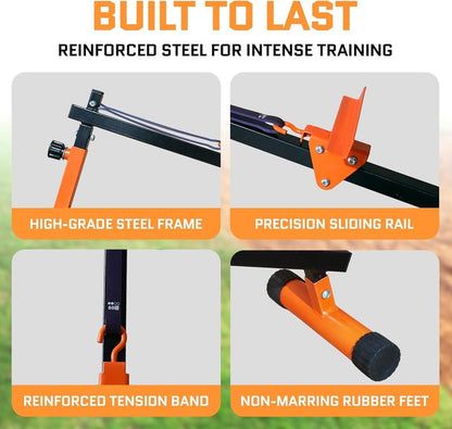 Baseball Pitching Lead Leg Trainer - Adjustable Stride & Resistance Aid for Pitchers | Heavy-Duty Steel, Improve Power & Balance