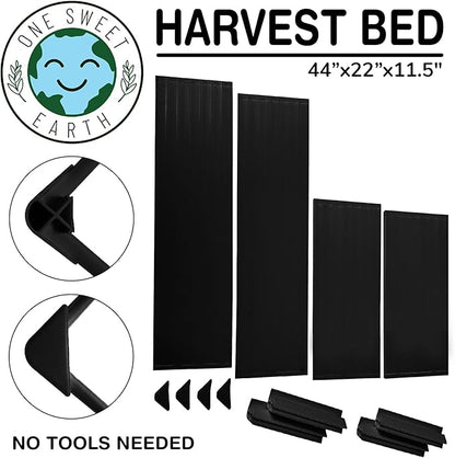 Raised Garden Bed - 2x4 ft Planter Box - Black HDPE - No Tools Needed - DIY Kit for Urban Gardening, Flowers, Herbs & Vegetables - Made in The USA