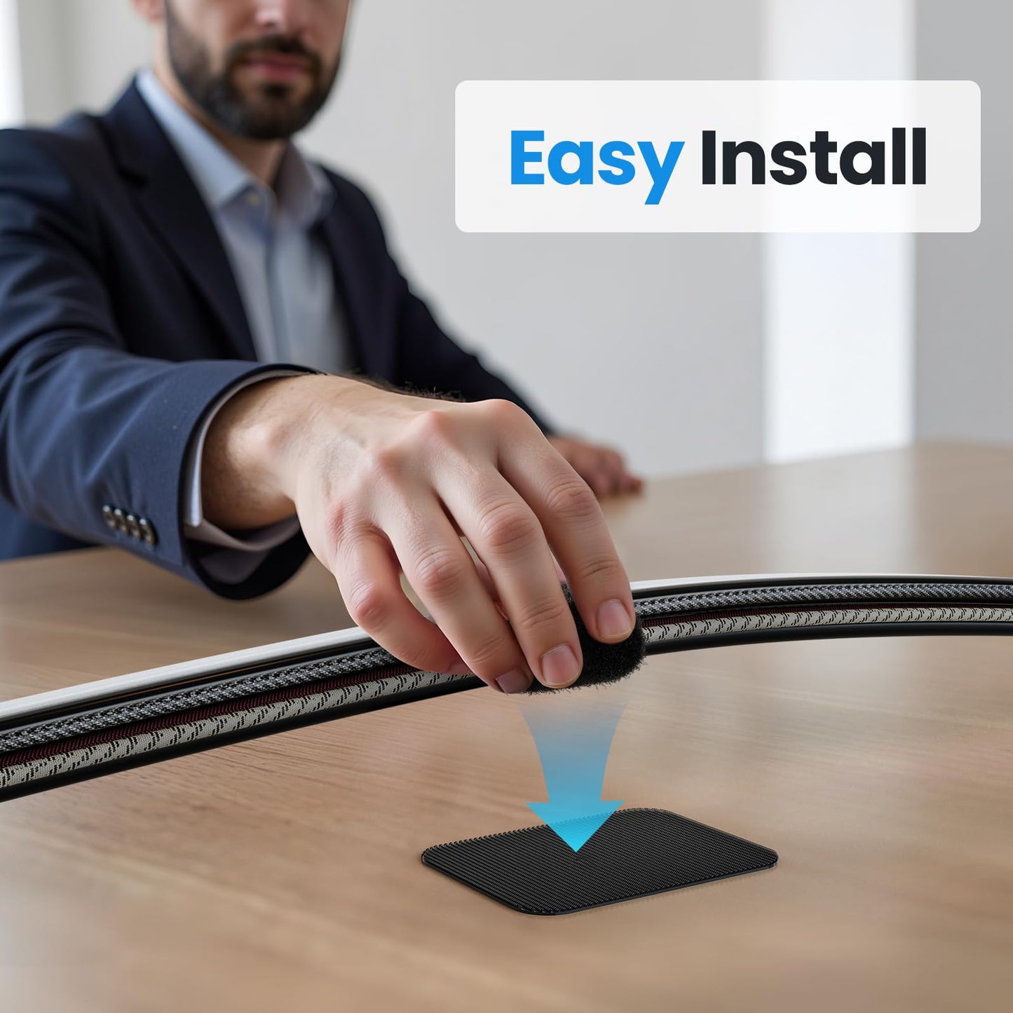 Cable Management Under Desk, 【Up to 15 Cord】【Enhanced Wire Holder】 Cord Organizer, Adjustable Hook and Loop Cable Ties, Home Office Essentials, Cable Hider Clips Under Table, 20 Pair