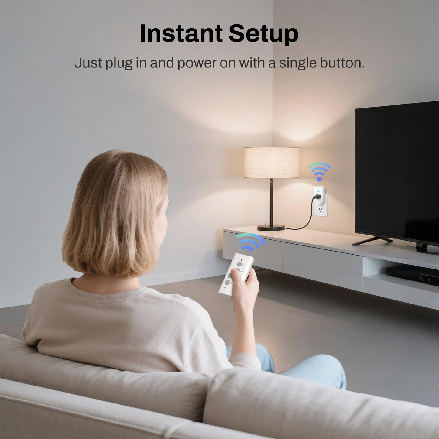 BN-LINK Wireless Remote Control Outlet Electrical Switch for Lights, Fans, Christmas Lights, Small Appliance, 100ft Long Range White (Learning Code, 3 Outlets +1 Remote) 1200W/10A, ETL & FCC Certified