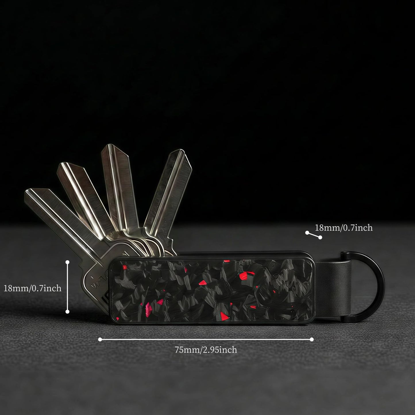 CAXGEK Metallic Key Organizer - Aluminum Forge Carbon Fiber Key Organizer holder, Minimalist Innovative Keychain.