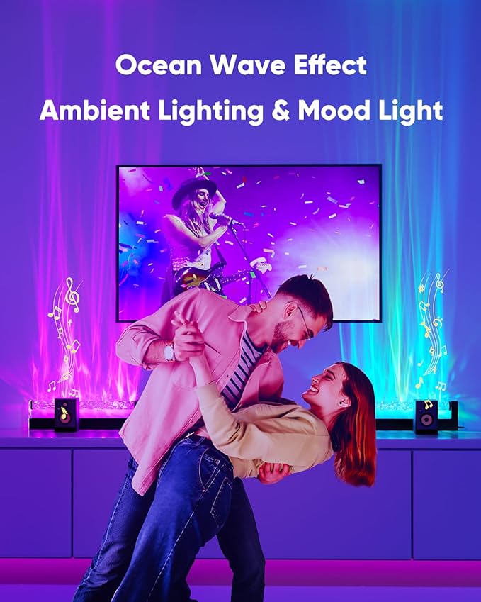 Ocean Wave Lamp RGB LED Light Bar for Bedroom, Cool Ambient Lighting Mood Lighting, Wall Lights for Living Room, Gaming Room Decor, Remote Control (Battery Not Included)