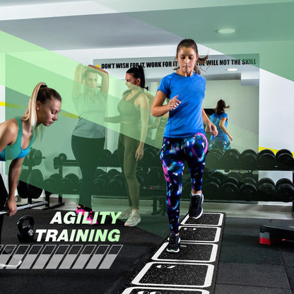 WinnerWhy 15 ft Rubber Agility Ladder Non-Slip Rubber Speed Agility Training Ladder Pad for Soccer Football Footwork Training Equipment for Fitness Boxing Sports Quick Exercise Gym Workout