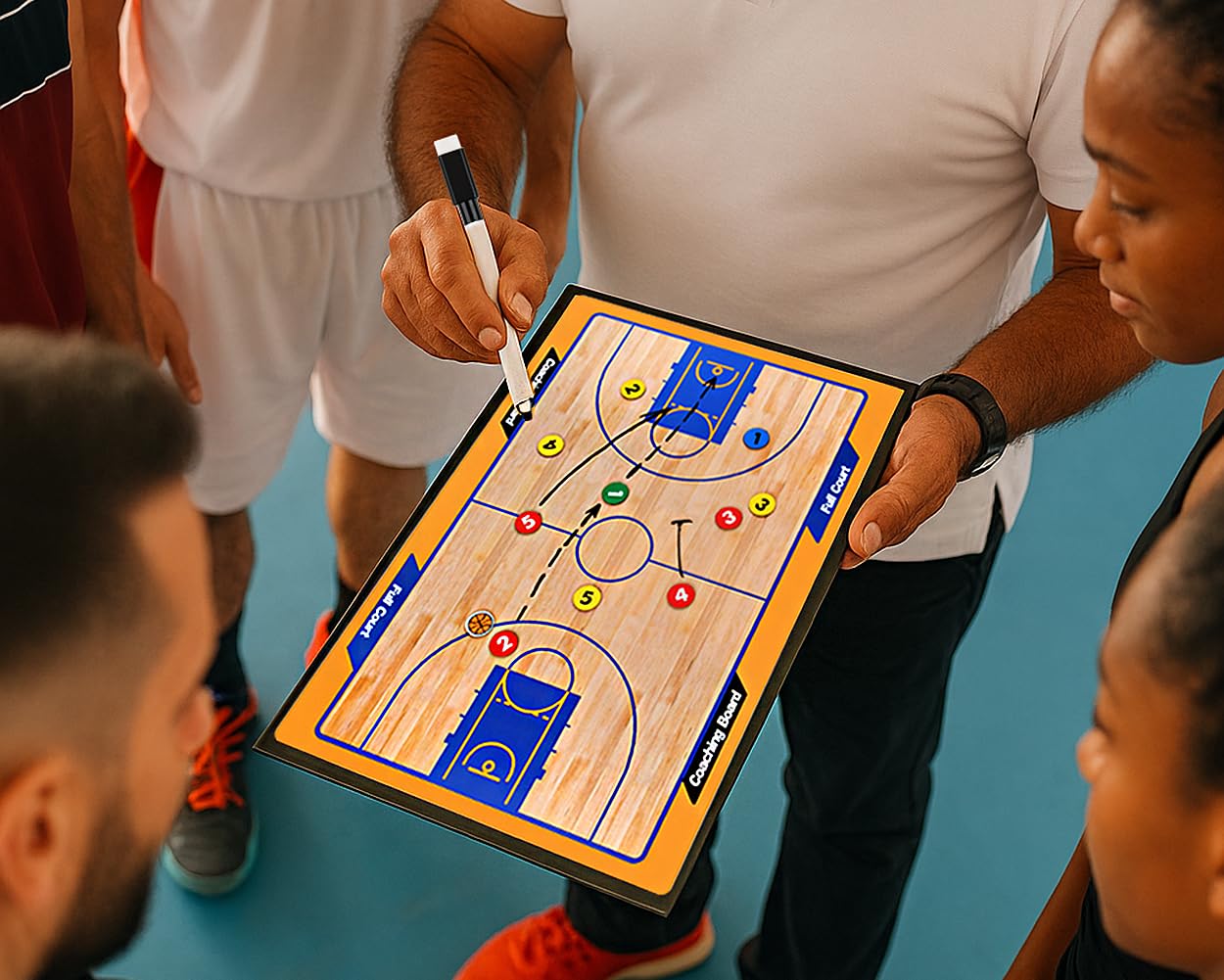 YCConcept Magnetic Basketball Coaching Board Coaches Clipboard Tactical Board Kit with Dry Erase Surface, Portable Strategy Coach Board