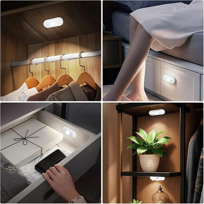 LED Motion Sensor Light Indoor, Magnetic Under Cabinet Lighting Daylight White, Dimmable Rechargeable Puck Lights for Closet, Kitchen, Stairs(6 Pack)