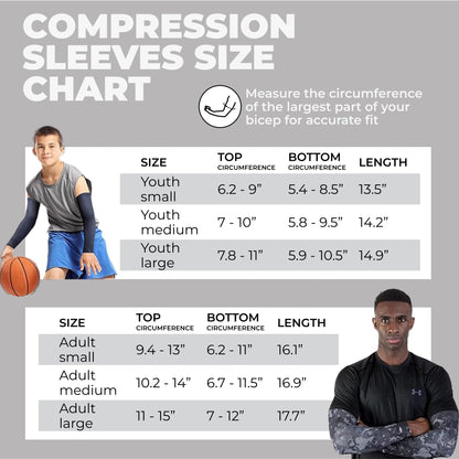Tough Outdoors Baseball Arm Sleeve Youth & Adults - Compression Arm Sleeves for Kids Boys & Girls Men & Women - Football