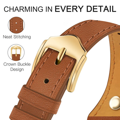 JR.DM Slim Leather Bands Compatible with Apple Watch Band 38mm 40mm 41mm 42mm 44mm 45mm 46mm 49mm, Genuine Leather Band with Charms, Feminine Design for Iwatch Ultra SE Series 11 10 9 8 7 6 5 4 3 2 1