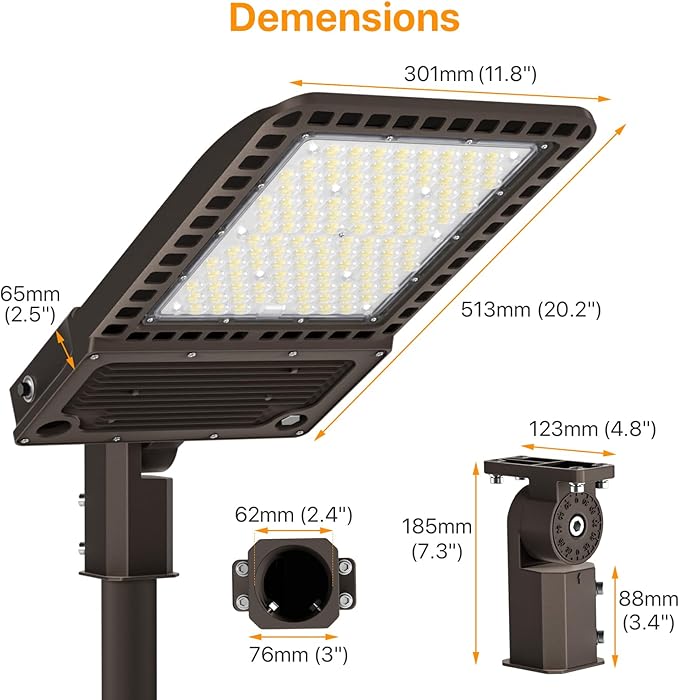 400W LED Parking Lot Light, 60000LM Pole Lights Outdoor with Dusk to Dawn Photocell 5000K IP65 100-277V, 150LM/W Commercial Lights for Stadium, Roadway