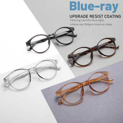 Przene 4 Pack Blue Light Blocking Glasses for Women Men,Retro Round Computer Gaming Glasses Anti Eye Strain/UV/Glare (Standard, Mixed Color-C3)