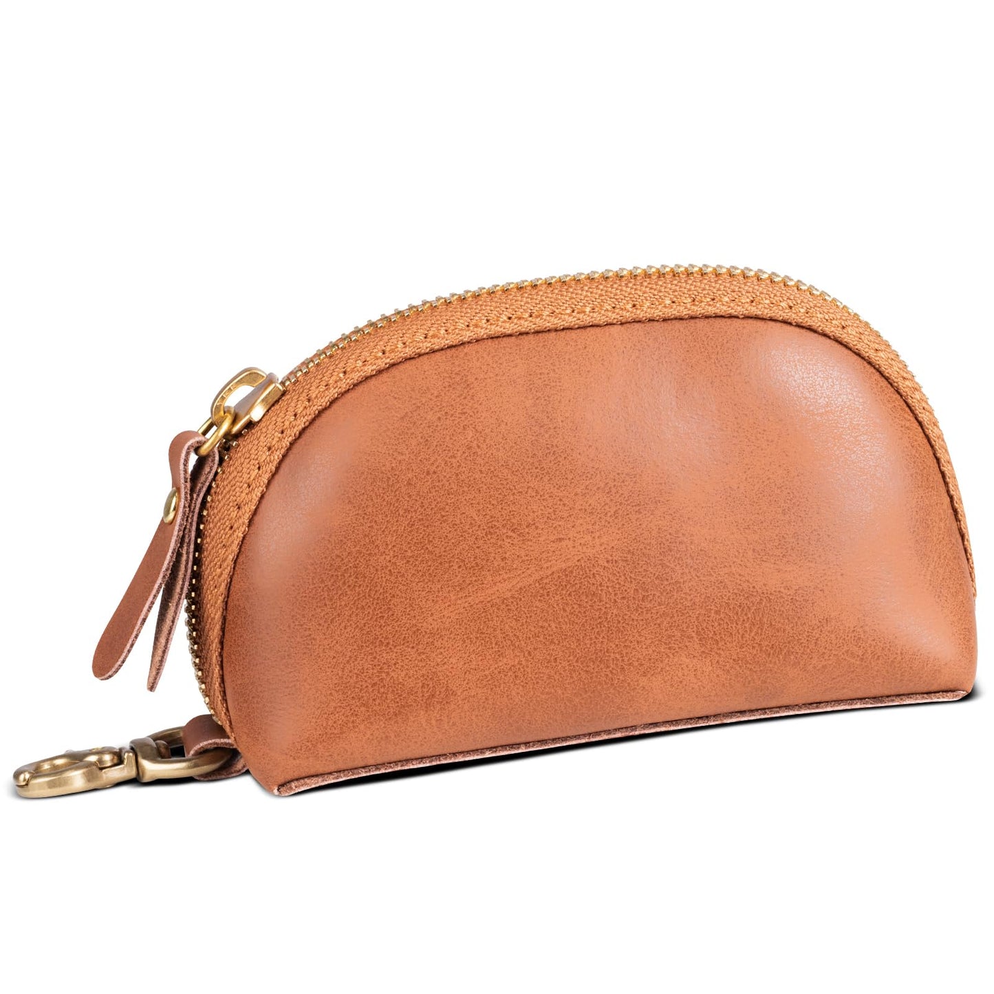 NANRUIL Coin Purse for women men,Genuine Leather Wallet Coin Pouch with Zipper Coin Bag,Simple Sturdy Coin Case.Yellow Brown