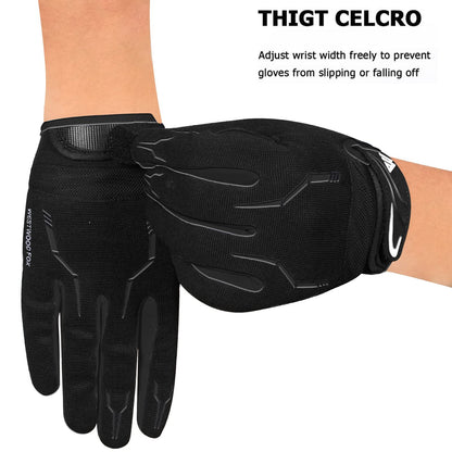 WESTWOOD FOX Cycling Bike Gloves for Men Full Finger BMX Biking Mountain for Grips - Bicycle Touchscreen MTB Gloves Padded Anti-Slip Riding Women Wheelchairs Road Cycling (Black, M)