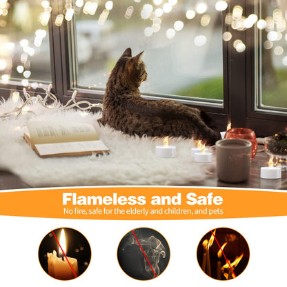 KOABY 50 Pack Warm White LED Tea Lights, Last 100H+, Flickering Flameless Battery Operated Tea Lights for Decor