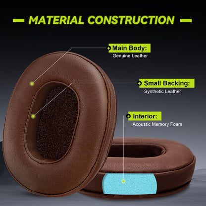 Aurivor Genuine Leather Ear Pads Cushions for Audio-Technica ATH MSR-7, Headset Earpads Covers for M50X M40X M30X M20X, HyperX Cloud, SteelSeries Arctis 1 3 5 7 9 9X Pro Prime, Stealth 600 & More