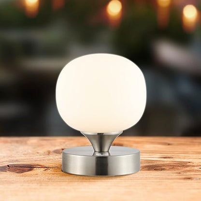 JONATHAN Y JYL7112B Owen 6.13" Modern Minimalist Iron Rechargeable Integrated LED Table Lamp Contemporary Bedside Desk Nightstand Lamp for Bedroom Living Room Office, Nickel/White