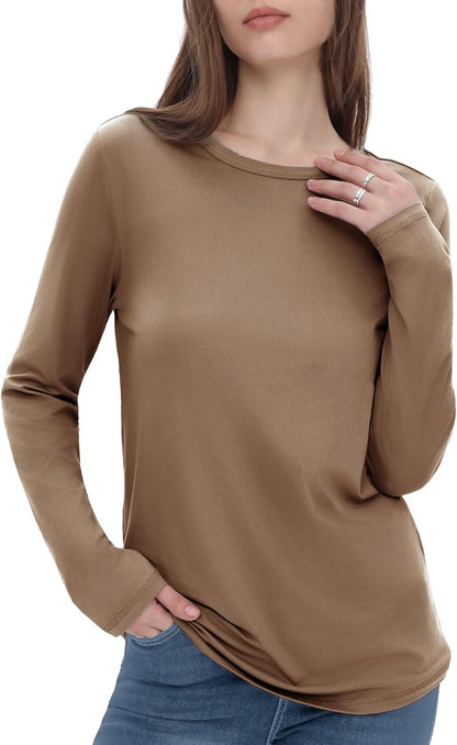 GAYHAY Long Sleeve Shirts for Women - Fall Winter Clothes Crew Neck Casual Tops Loose Fit Tees Fashion Outfits 2025