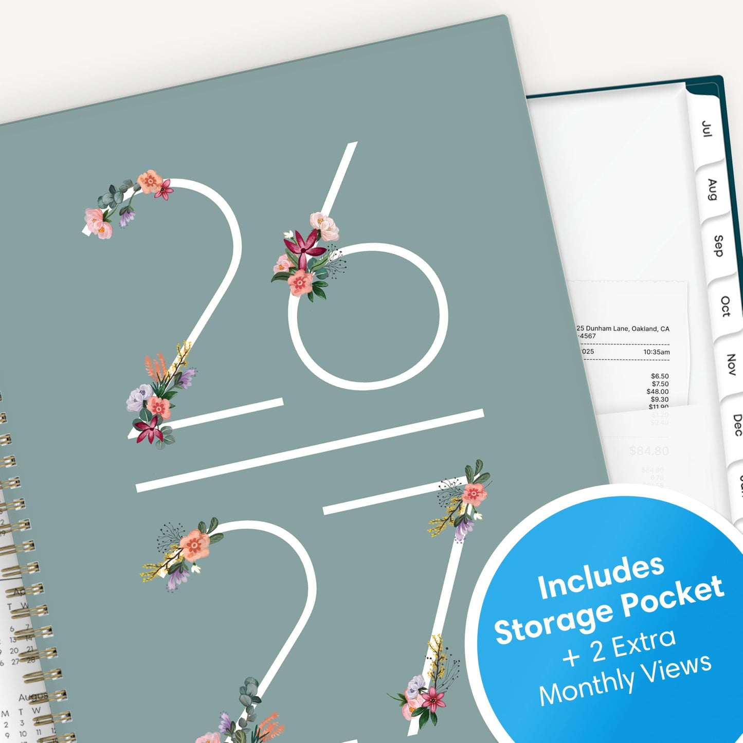Blue Sky 2026-2027 Weekly and Monthly Academic Year Planner Calendar, July 2026 - June 2027, 8.5" x 11", Flexible Cover, Wirebound, Storage Pocket, Laminated Tabs, Greta