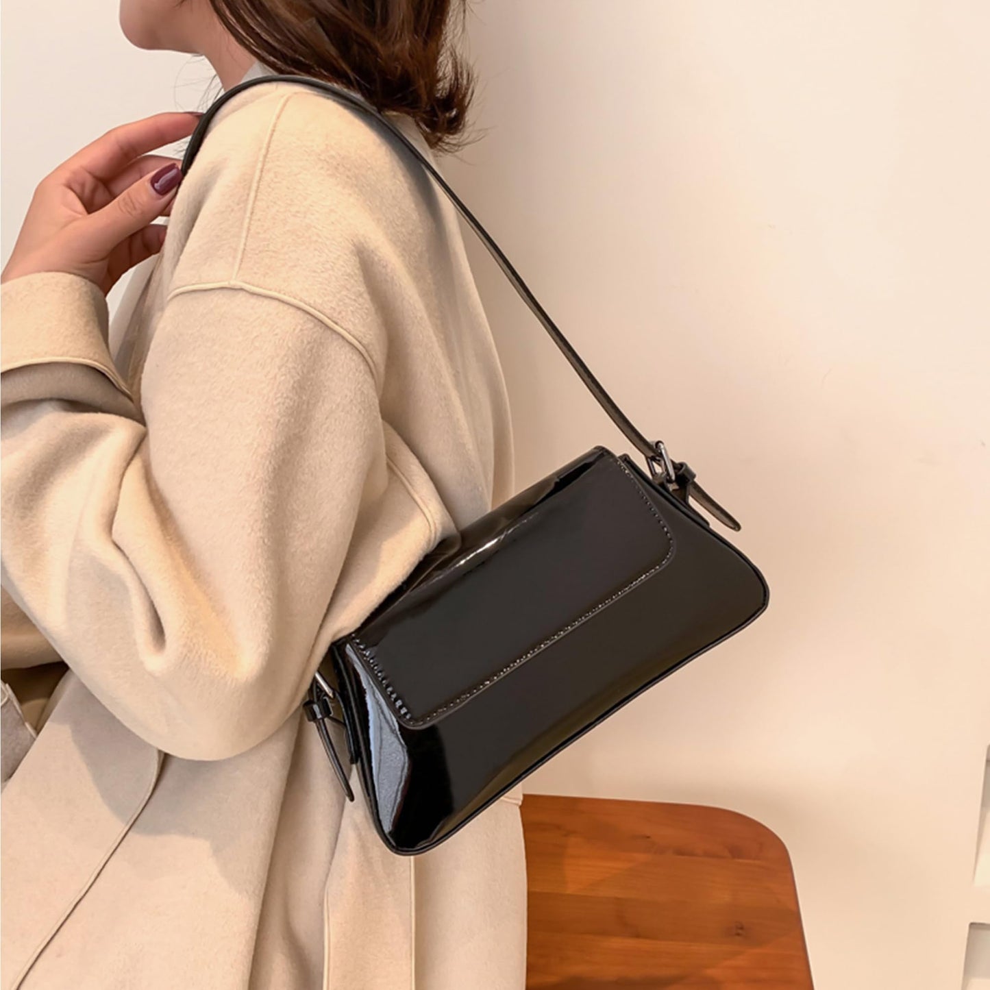 Women Small Shoulder Bag Cute Hobo Tote Handbag Evening Clutch Bag Y2k Sparkly Silver Purse for Party Prom Wedding (Black)