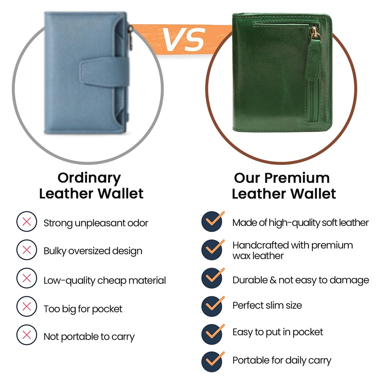 Itslife Women's RFID Blocking Small Compact Bifold Waxed Leather Pocket Wallet Ladies Mini Purse with ID Window (Dark Green)