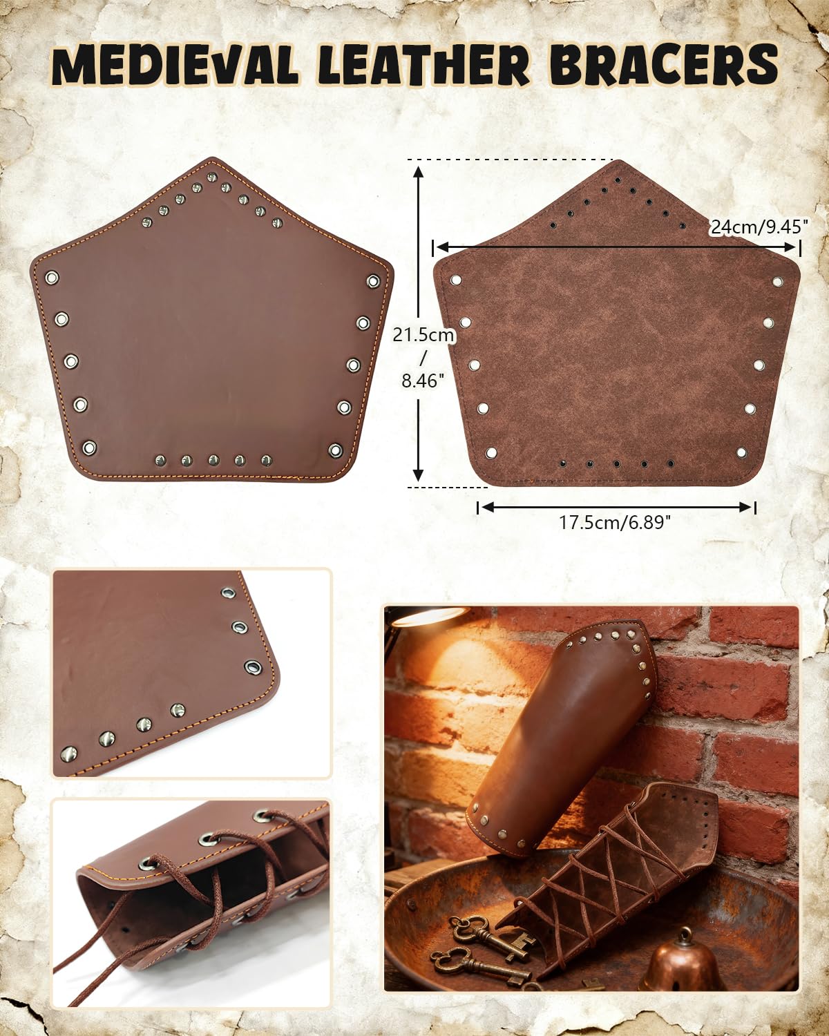 kasahara Renaissance Hooded Cloak Medieval Costume Accessories for Men Women Halloween Costume Cape Belt Pouch Bracers