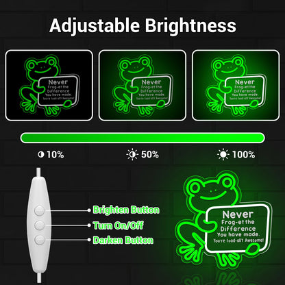 LMHSE Frog Neon Sign Dimmable Classroom Neon Sign for Wall Decor, Room Decor for Teen Girls, Bedroom, Home Decoration, Gifts for Birthday, Christmas (Frog-Green)