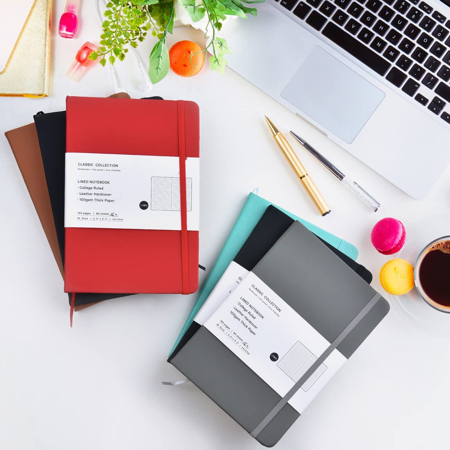 Coopay 24 Pack A5 Journal Notebooks Bulk, 160 Pages, 100GSM Thick Paper, 8.3 x 5.5 inch Hardcover Lined Leather Journals for Writing Office School Business,Bulk Notebook for Work Men Women(6 Colors)