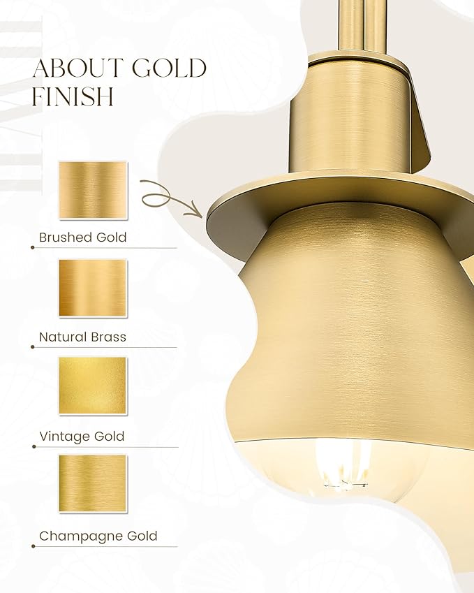 Wall Sconces for Bathroom Set of 2, HWH Wall Mount Lighting with Metal Shade, Gooseneck Gold Wall Lights for Living Room Mirror Kitchen, Gold Finish, 5HZG56BL-2 BG