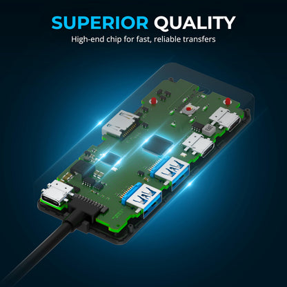 SABRENT 4-Port USB 3.0 Hub with Individual LED Power Switches - Slim, Portable Design - 2 Ft Cable - Fast Data Transfer - Compatible with Mac & PC (HB-UM43)