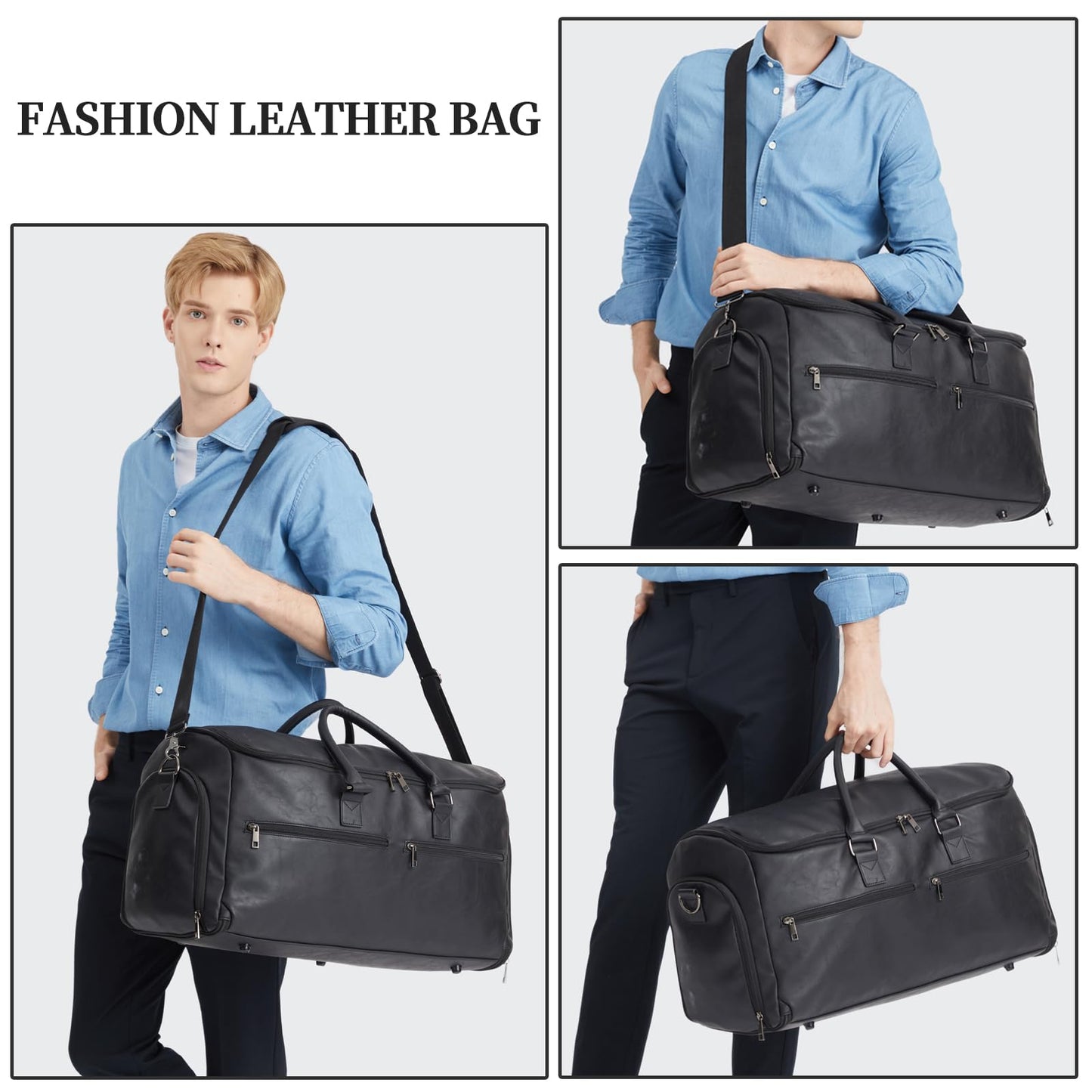 seyfocnia Carry On Garment Bag for Travel, Convertible Travel Garment Bag for Men Women, 2 in 1 Hanging Suitcase Suit Business Travel Bag, Black