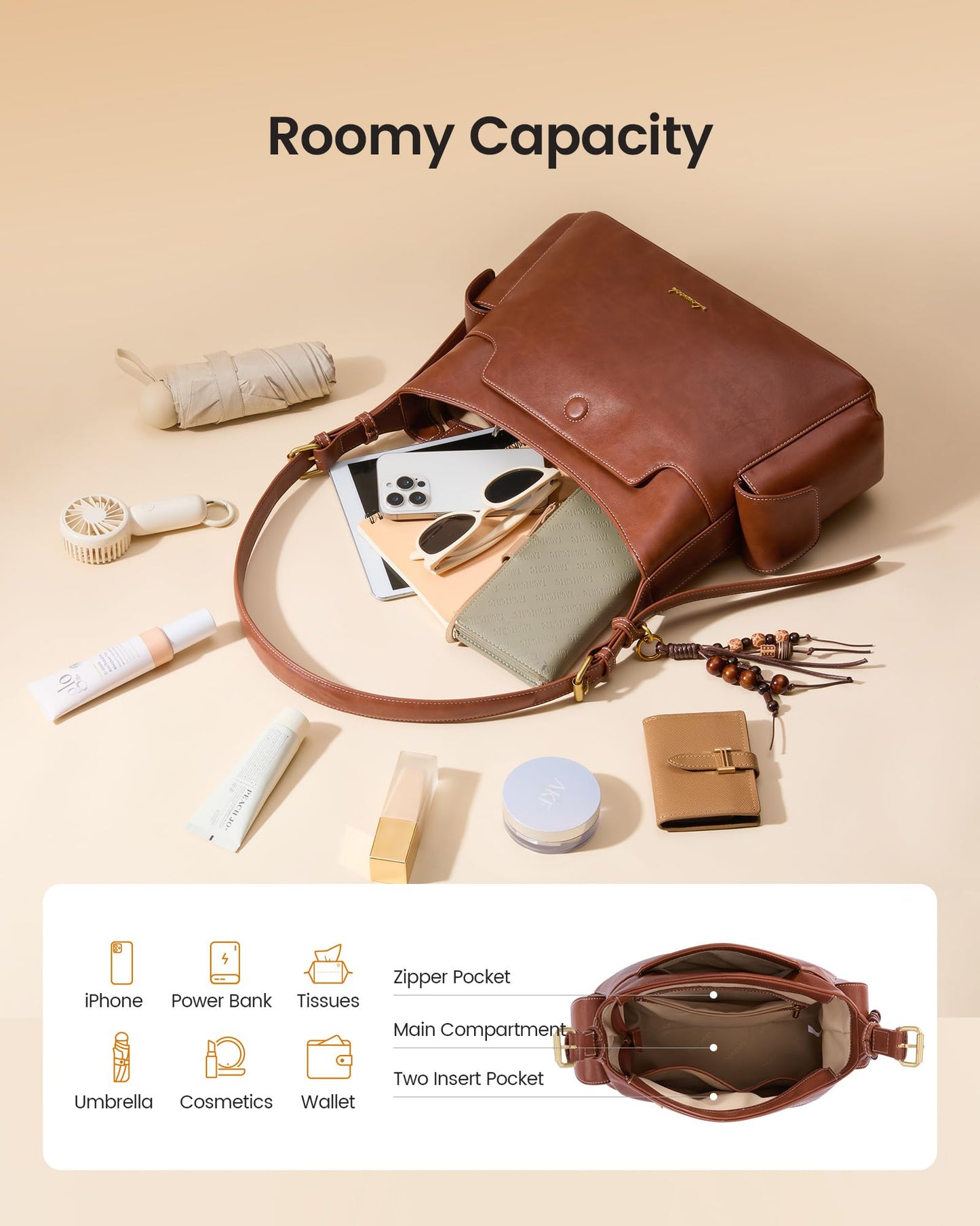 LOVEVOOK Hobo Purses for Women,Soft Faux Leather Crossbody Purse with Tassel Charms,Women's Shoulder Handbags for Daily
