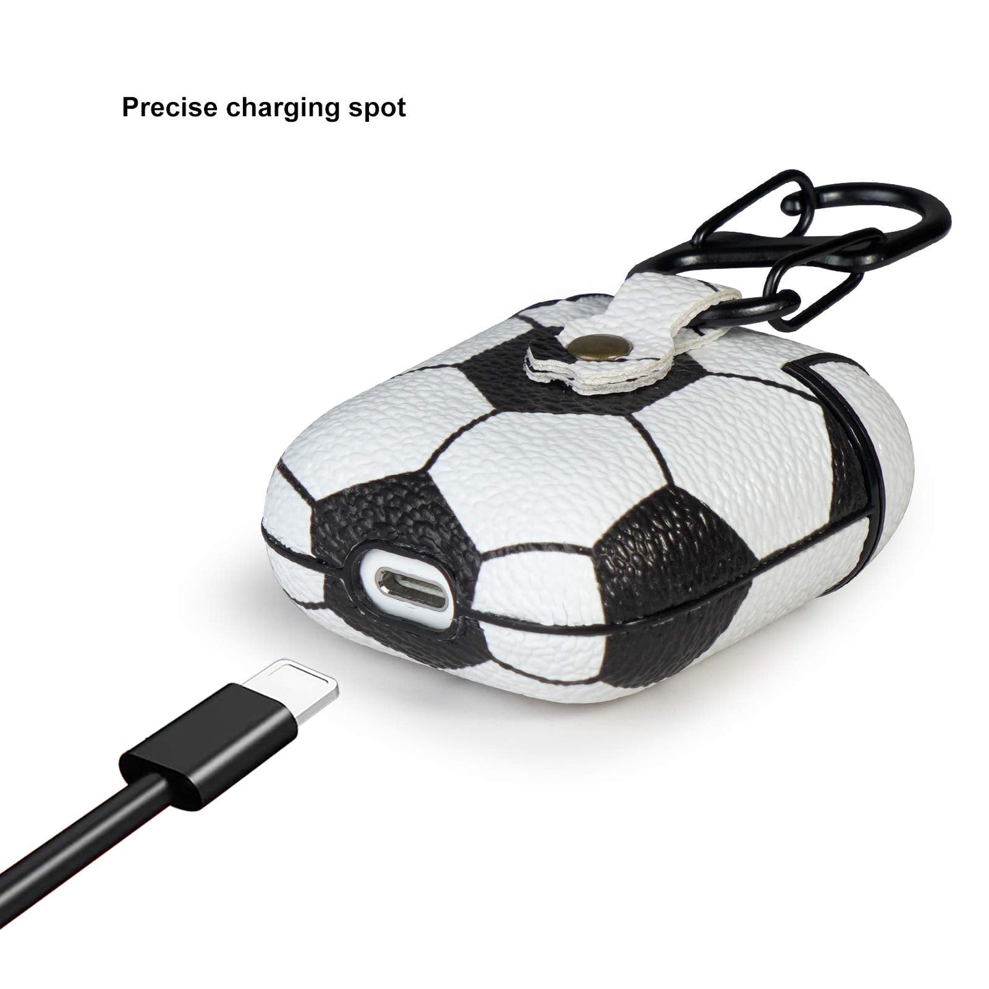 HIDAHE for AirPods Case, for AirPods Accessories Cover for Airpods 1 & for AirPods 2 Protective Case Soccer Pattern Leather for AirPods 2 Kits Skin with Keychain, Soccer02