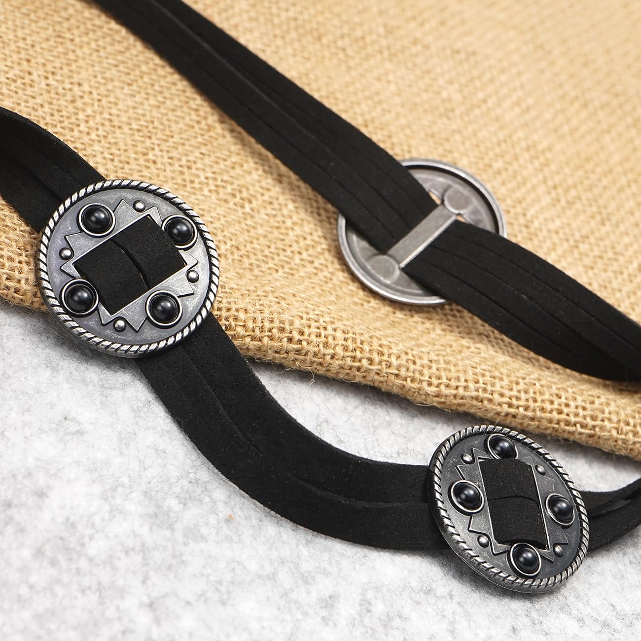 Buywis Women Knotted Waist Belt Bohemian Style Tassel Belt Vintage PU Leather Belts for Dresses Black Fit Waist 27.6"-39.4"