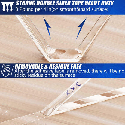 ZMUAXUAN Clear Double Sided Adhesive Mounting Tape Heavy Duty Removable,Strong Picture Hanging Strips Wall Hangers,Sticky Tack Gel Putty Glue for Poster,Photo,Mirror,Carpet(9.85 Ft-3 Pack)