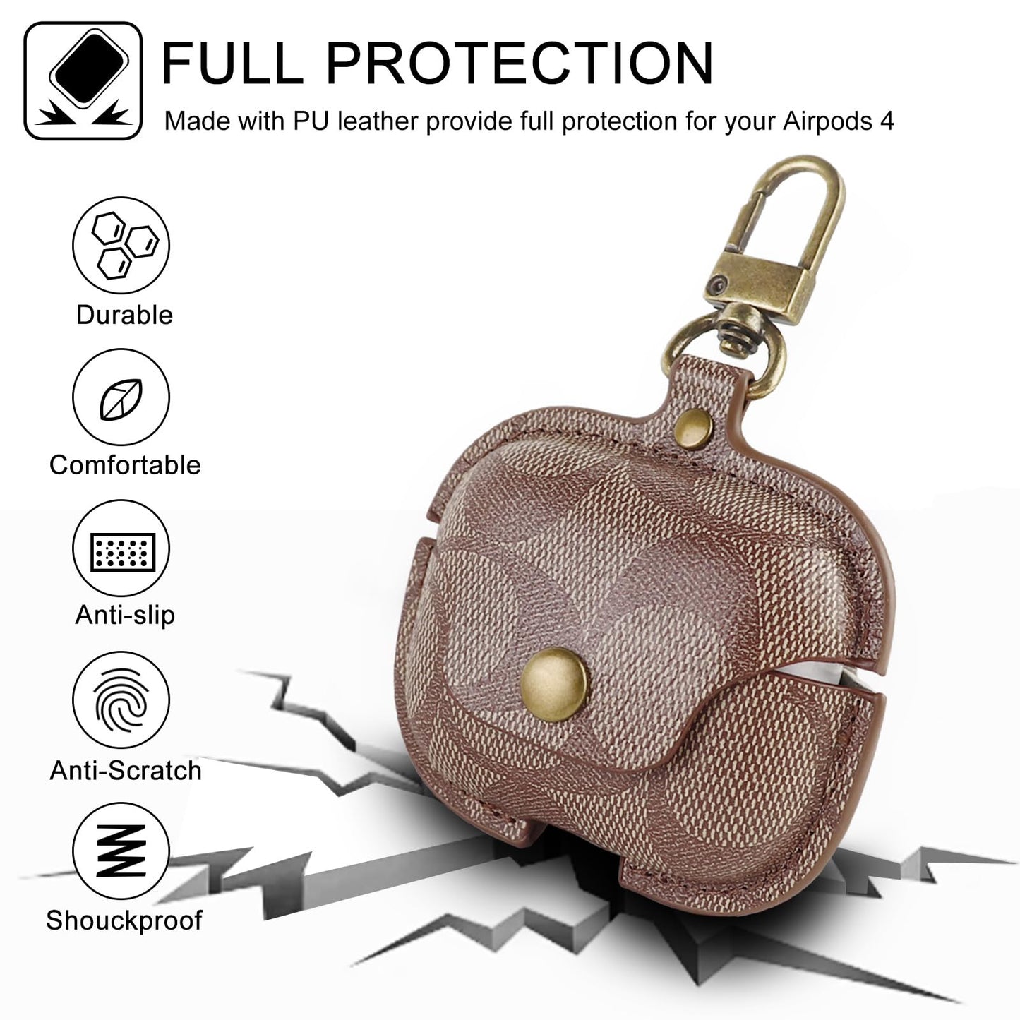 for AirPods 4 Case, Compatible with AirPods 4th Generation Case, Leather Full Body Shockproof Protective Cover for AirPods 4th Generation Cover, Drop Protection (A)