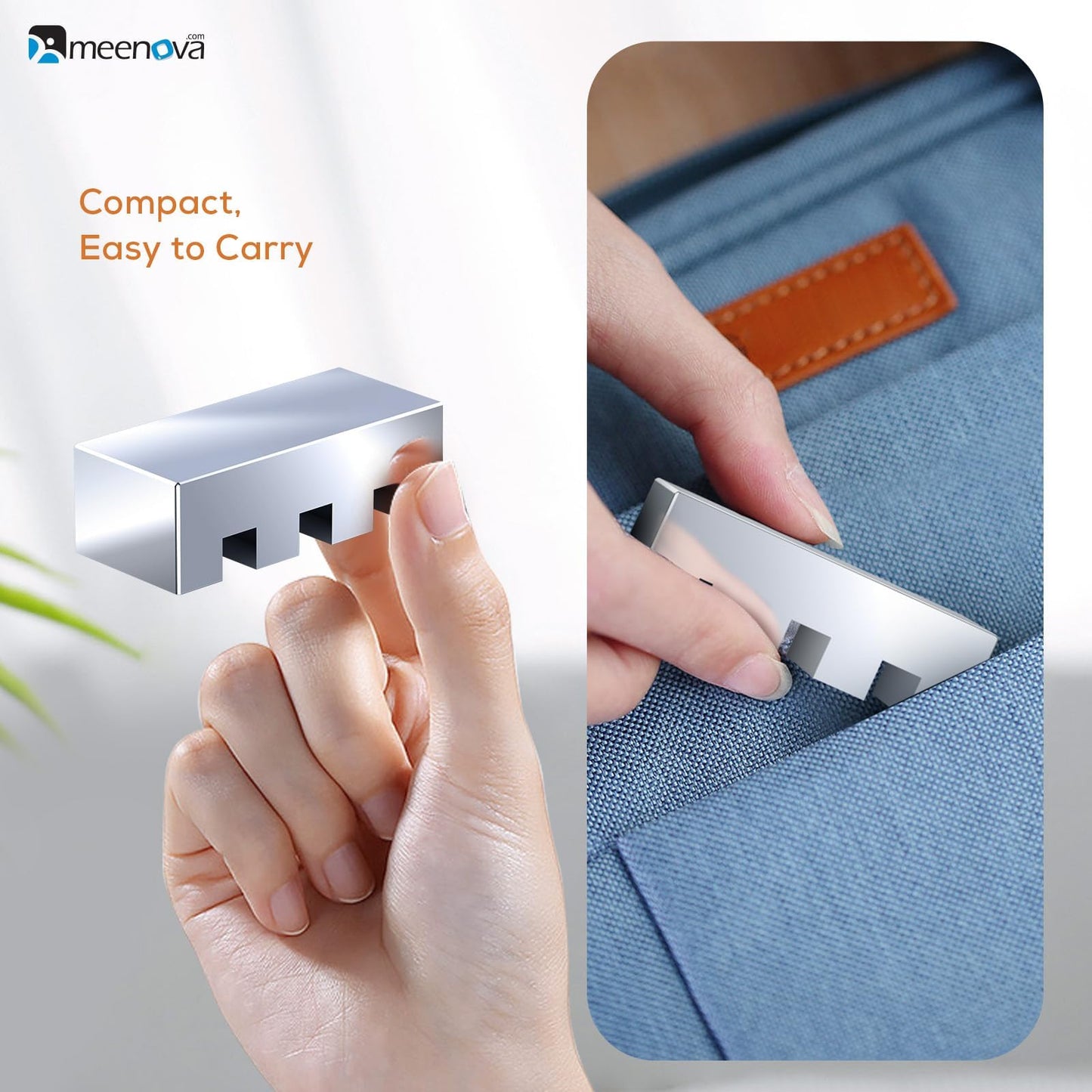 Meenova 304 Stainless Steel Weighted Cord Holder for Nightstand, Paper Weight, Letter Paperweight, 3 Hole Design, Aesthetic Desk Accessory for Office Computer Desk Charger Metal Charging Cable Holder