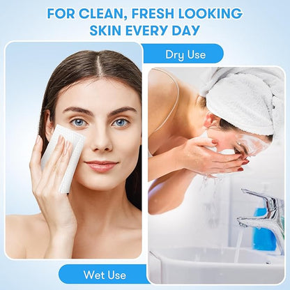 Disposable Face Towel, Soft & Thick Lint-Free Biodegradable Face Towelettes