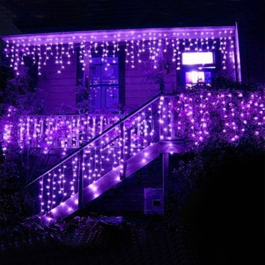 Lainin 3.5M/11ft 96 LED Linkable Fairy Curtain String Light with 8 Modes Control for Indoor/Outdoor/Patio/Wedding/Valentines Day/Christmas Party 4th of July Decor(Purple)