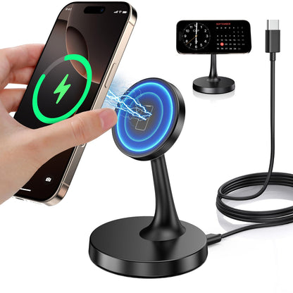Magnetic Wireless Charger iPhone Stand 15W Fast Mag-Safe Charger for iPhone 16/16 Pro/16 Plus/16 Pro Max/15/14/13/12 Series Apple Magnet Wireless Charging Station/Pad for AirPods