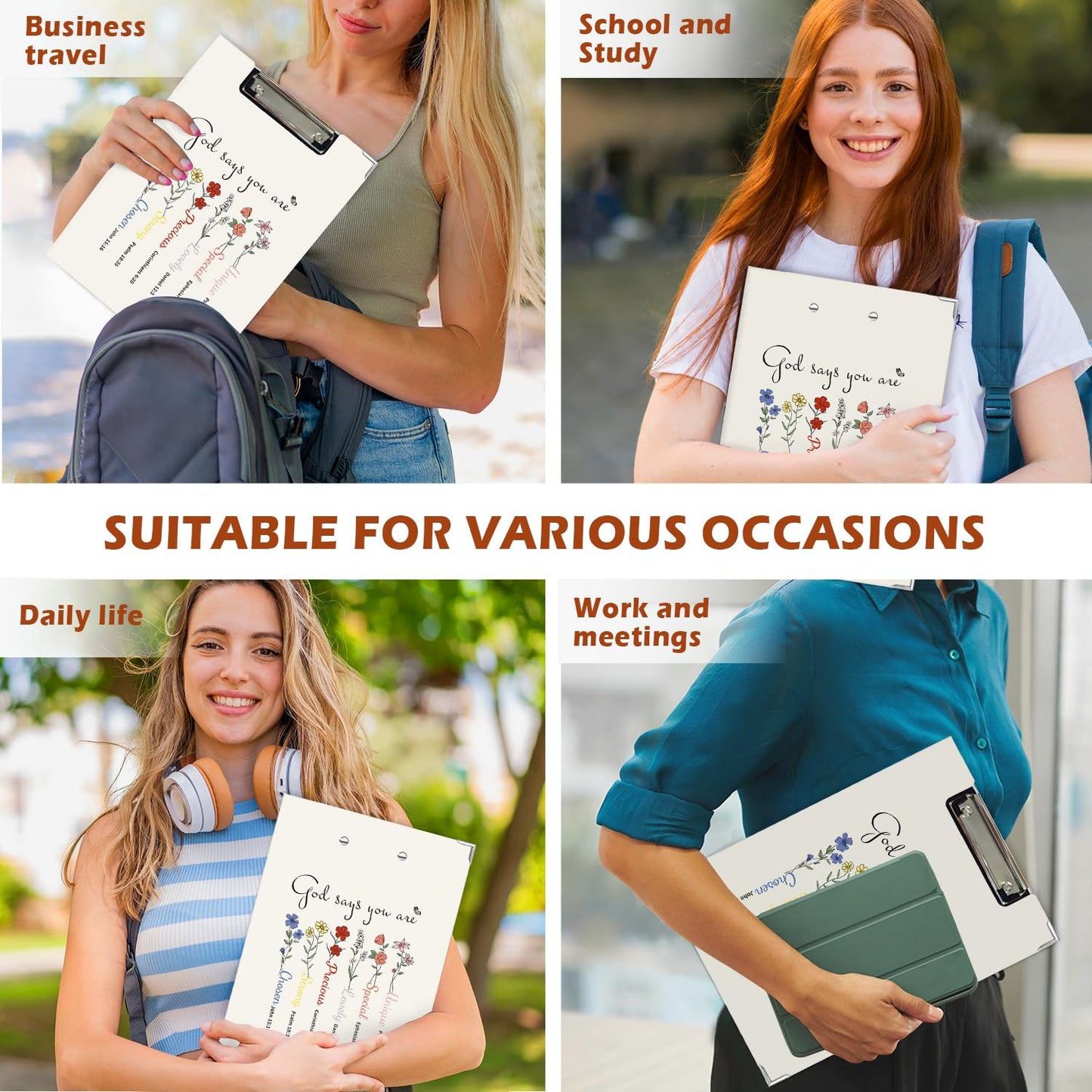 Lacama Christian Gifts for Women，Inspirational Clipboard for Women, God Says You are Folders with Metal Clip for Teachers Students, Christian School Office Supplies, 12.4x9.25 in