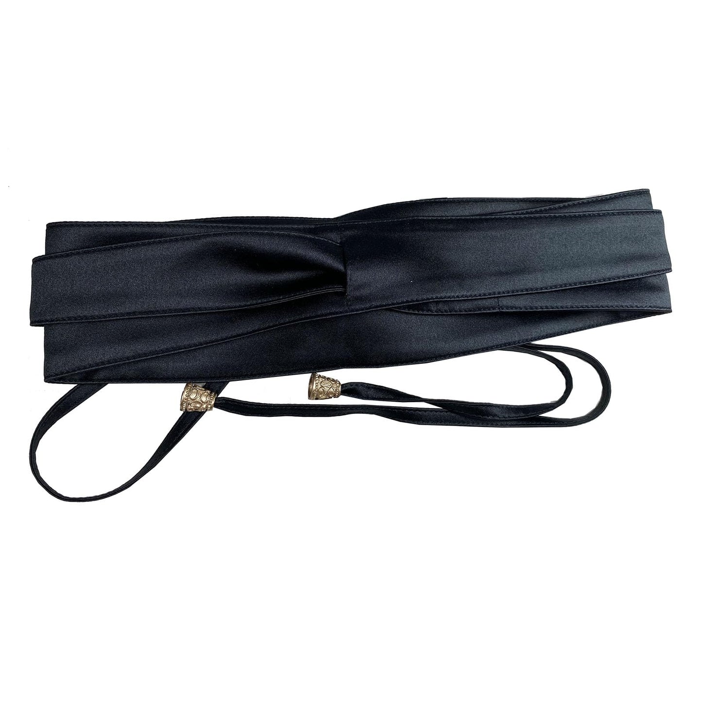 laelinggt woman belt Strap wide waist Satin obi for dress Bowknot Self Tie Wrap Around Obi Waist Band Cinch Waist Belt (black)